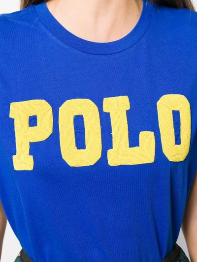 Shop Polo Ralph Lauren Embellished Logo T-shirt In Blue