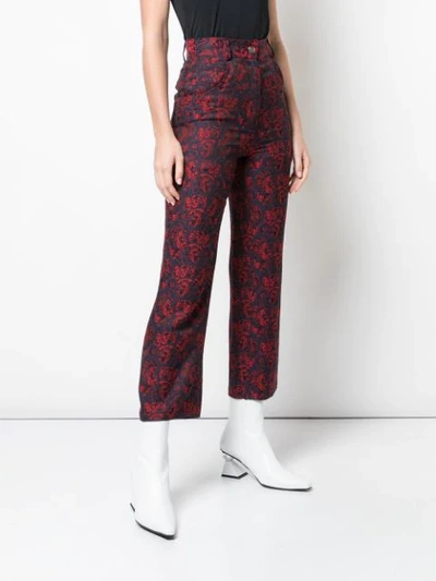Shop Suzanne Rae Baroque Print Bootcut Trousers In Blue