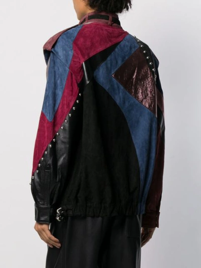 Shop Alberta Ferretti Patchwork Leather Jacket In Black