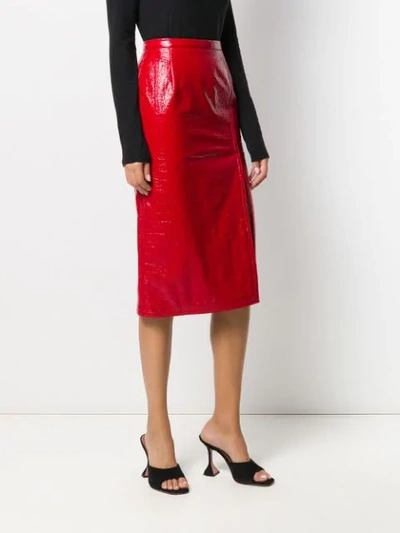 Shop N°21 Glossy Pencil Skirt In Red