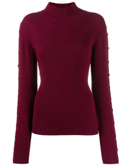 Shop Edward Achour Paris Button Embellished Jumper In Red