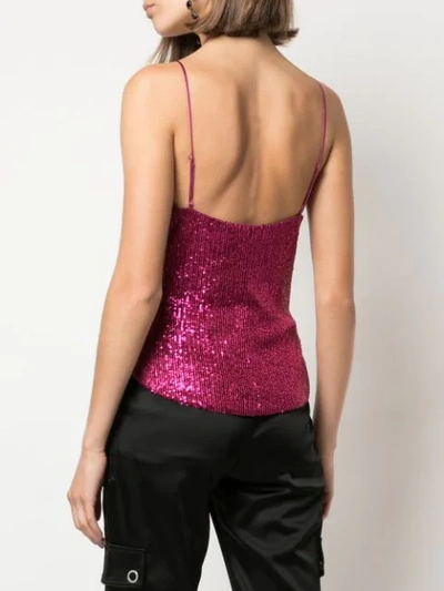 SEQUINED DRAPED-NECK TOP