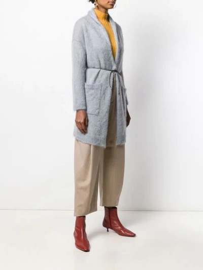 Shop Fabiana Filippi Tie-waist Cardigan In 8136 Grey