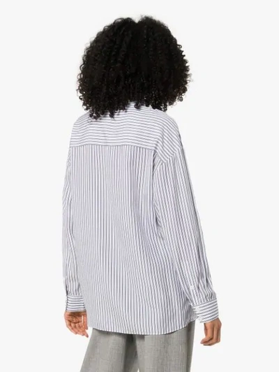 Shop Tibi Vertical Stripe Draped Shirt - White