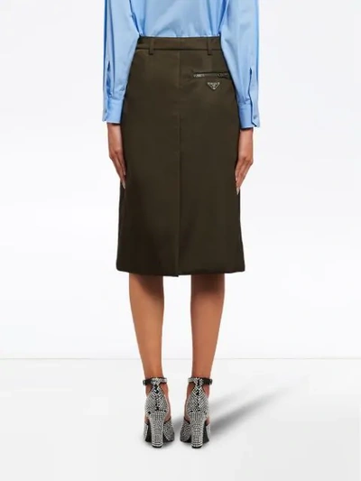 Shop Prada High Waisted A-line Skirt - Green