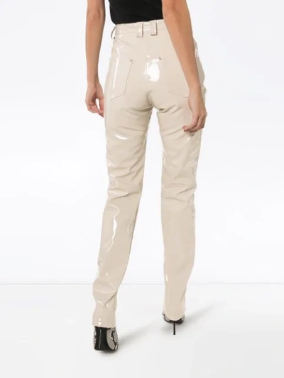 Shop Gmbh Zip Detailed Straight Leg Trousers In Neutrals
