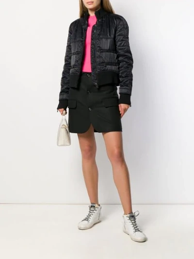 Pre-owned Chanel Quilted Bomber Jacket In Black