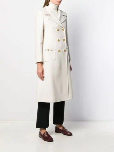 Shop Gucci Horsebit Details Coat In White