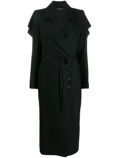 Shop Ann Demeulemeester Draped Ruffle Coat In Black