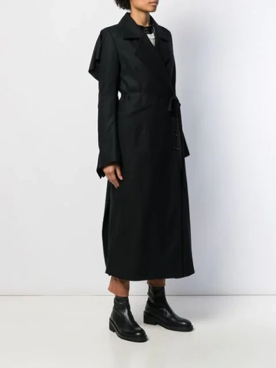 Shop Ann Demeulemeester Draped Ruffle Coat In Black