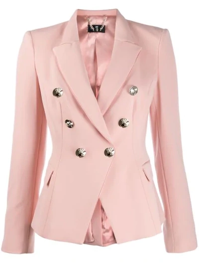 Shop Elisabetta Franchi Double-breasted Jacket In Pink