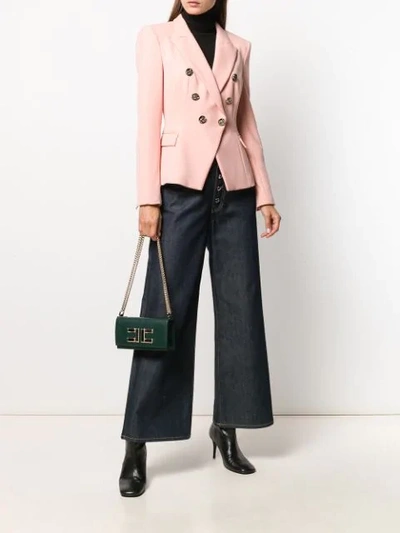 Shop Elisabetta Franchi Double-breasted Jacket In Pink