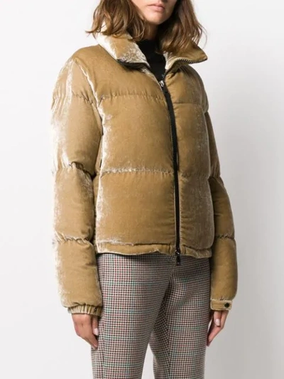 Moncler Rimac Velvet Quilted Down Jacket In Ocre | ModeSens