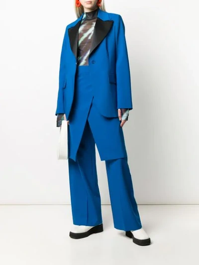 Shop Mm6 Maison Margiela Contrast Lapel Blazer In Blue