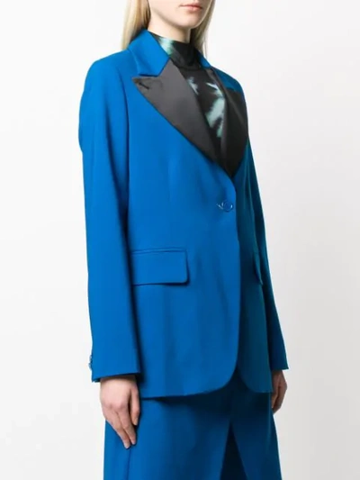 Shop Mm6 Maison Margiela Contrast Lapel Blazer In Blue