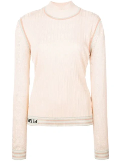 Shop Fendi Ribbed Turtle Neck Jumper In Orange