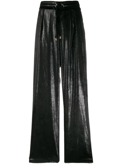 Shop Balmain Schimmernde Hose Mit Kordelzug In Black