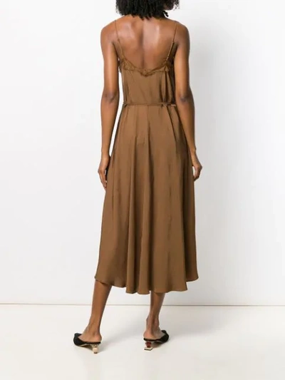 Shop Vince Spaghetti Straps Midi Dress In Brown