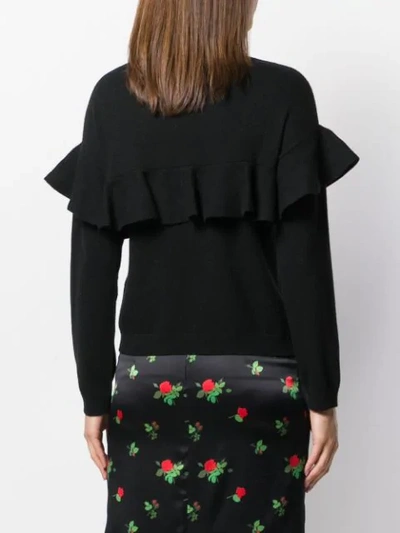 Shop Red Valentino Ruffled Sleeves Crew Neck Jumper In Black