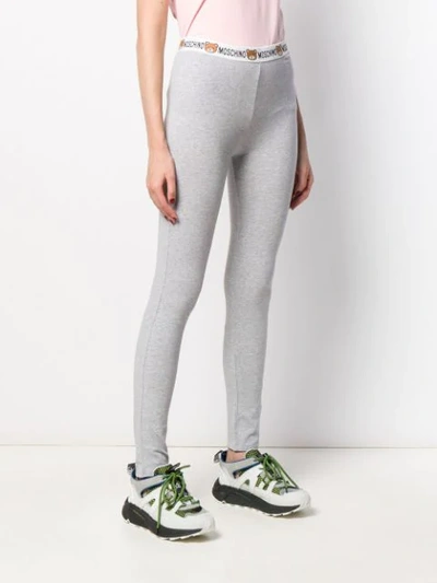 Shop Moschino Logo Waistband Track Pants In Grey