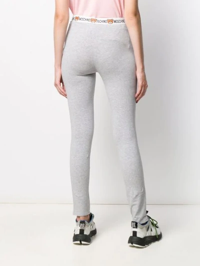 Shop Moschino Logo Waistband Track Pants In Grey