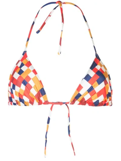 Shop Eres Mosaic-print Triangle Bikini Top In Multicolour