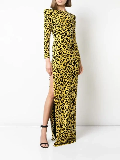 Shop Alex Perry Velvet Touch Side Split Maxi Dress In Yellow