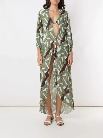 Shop Adriana Degreas Printed Maxi Cover-up In Green