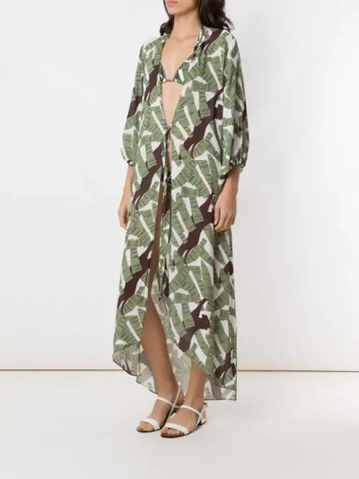 Shop Adriana Degreas Printed Maxi Cover-up In Green