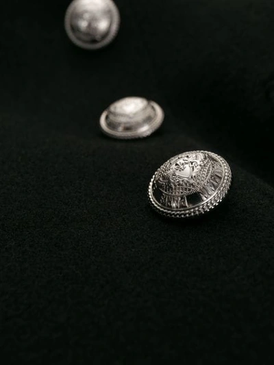 Shop Balmain Embossed Buttons Coat In Black