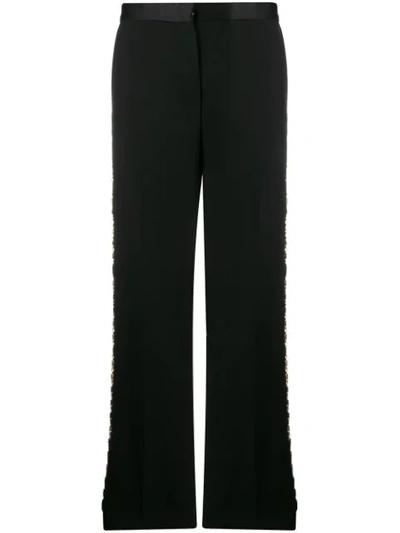 Shop Versace Greca-chain Tailored Trousers In Black