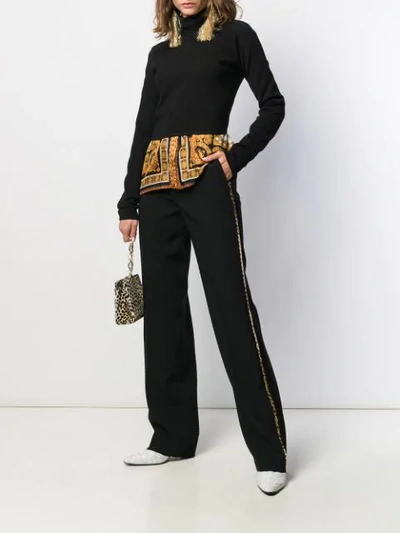 Shop Versace Greca-chain Tailored Trousers In Black