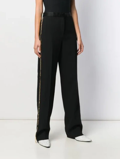Shop Versace Greca-chain Tailored Trousers In Black