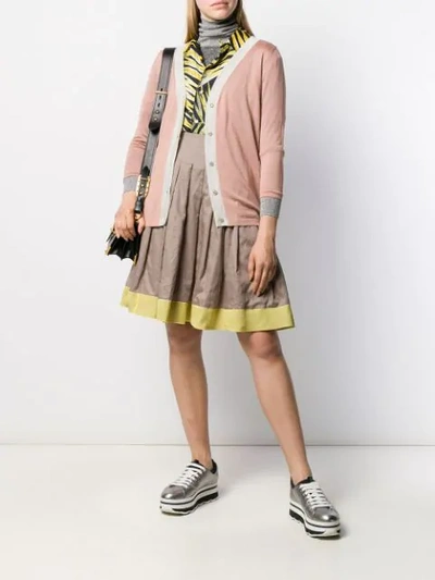 Pre-owned Prada Contrast Pleated Skirt In Brown