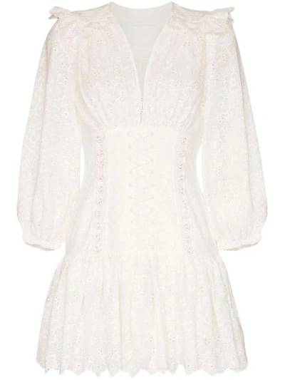 Shop Zimmermann Lace Corset Mini Dress In White