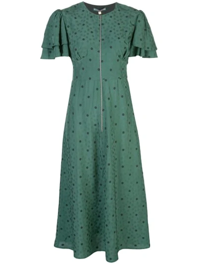 Shop Alexa Chung Floral-print Zip Detail Dress In Green