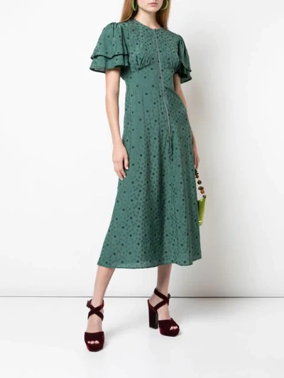 Shop Alexa Chung Floral-print Zip Detail Dress In Green