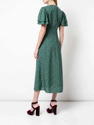 Shop Alexa Chung Floral-print Zip Detail Dress In Green