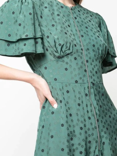 Shop Alexa Chung Floral-print Zip Detail Dress In Green