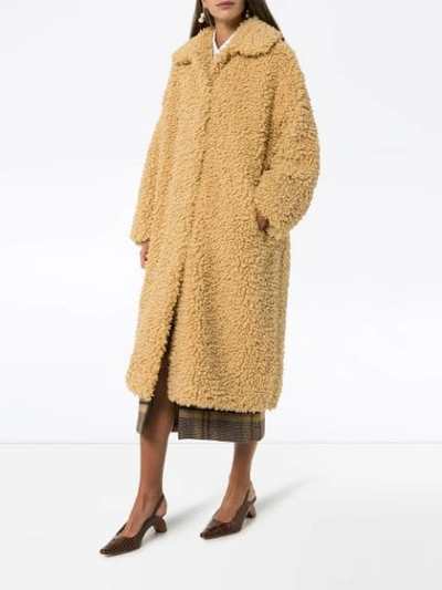 Shop Stand Studio Leah Shearling Cocoon Coat In Neutrals