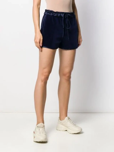Shop Gucci Velvet Short Shorts In Blue