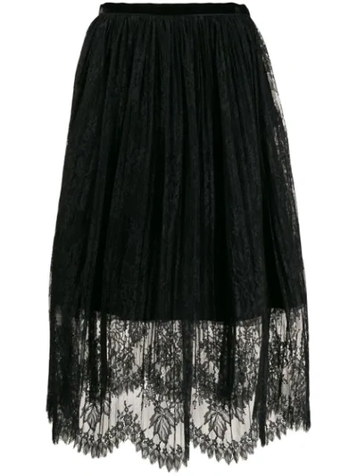 Shop Vivetta Layered Lace Skirt In Black