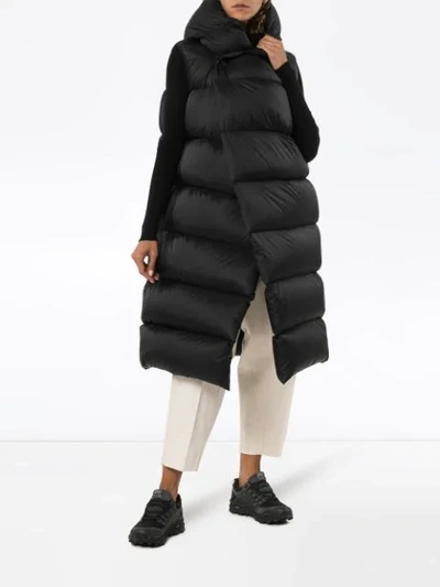 Shop Rick Owens Long Gilet Coat - Black