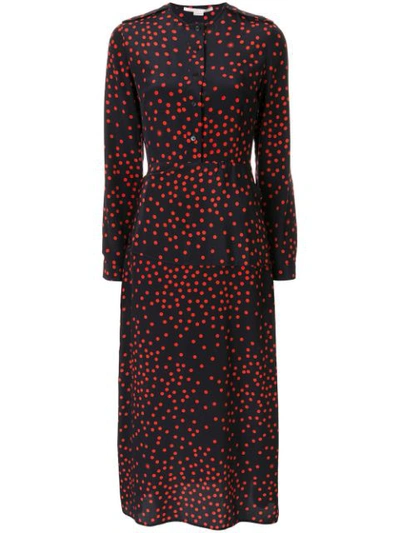 Shop Stella Mccartney Dotted Tie-waist Midi Dress In 4101 - Ink+vermillion