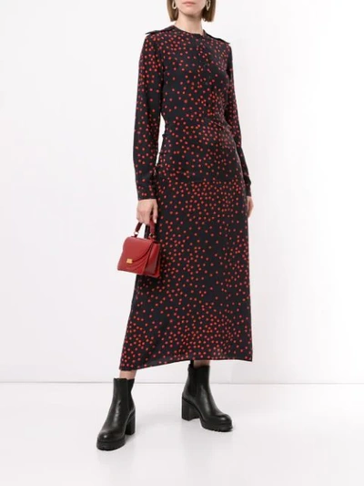 Shop Stella Mccartney Dotted Tie-waist Midi Dress In 4101 - Ink+vermillion