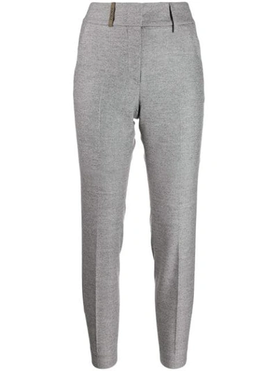 Shop Peserico Side Striped Trousers In 975 Grey