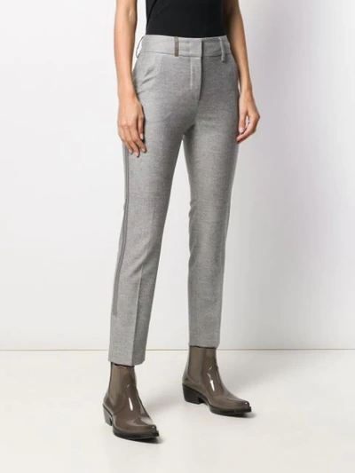 Shop Peserico Side Striped Trousers In 975 Grey