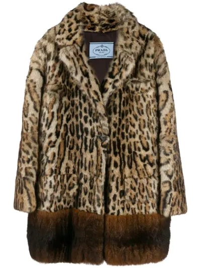 Shop Prada Leopard Print Single-breasted Coat In F0fzn
