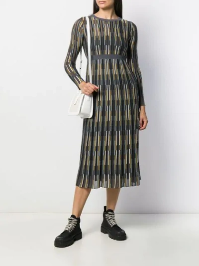 Shop M Missoni Intarsia Knit Dress In Grey