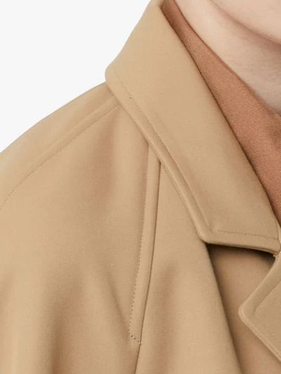 Shop Burberry Leather-trimmed Coat In Neutrals